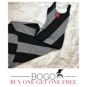 ❤️ Poof! - Black & Gray Tank High-Low  Maxi Dress